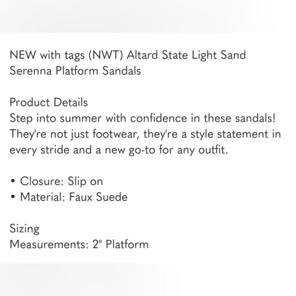 (NWT) Altard State Sand Serenna Platform Sandals Sz 8 - Picture 3 of 3